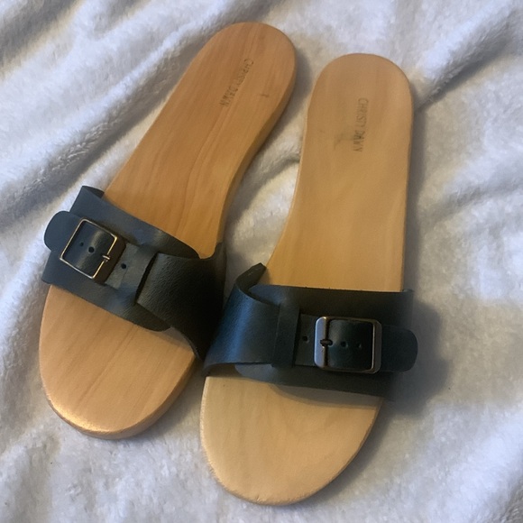 Christy Dawn Ventura Clogs slide sandals navy leather 9 slip on handmade - Picture 3 of 9